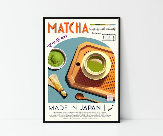 Matcha Poster, Food Print, Modern Kitchen Decor, Japanese Food, Chef Print, Bar Art, Retro Wall Art, Japan, framed A6 A5 A4 A3 A2 A1