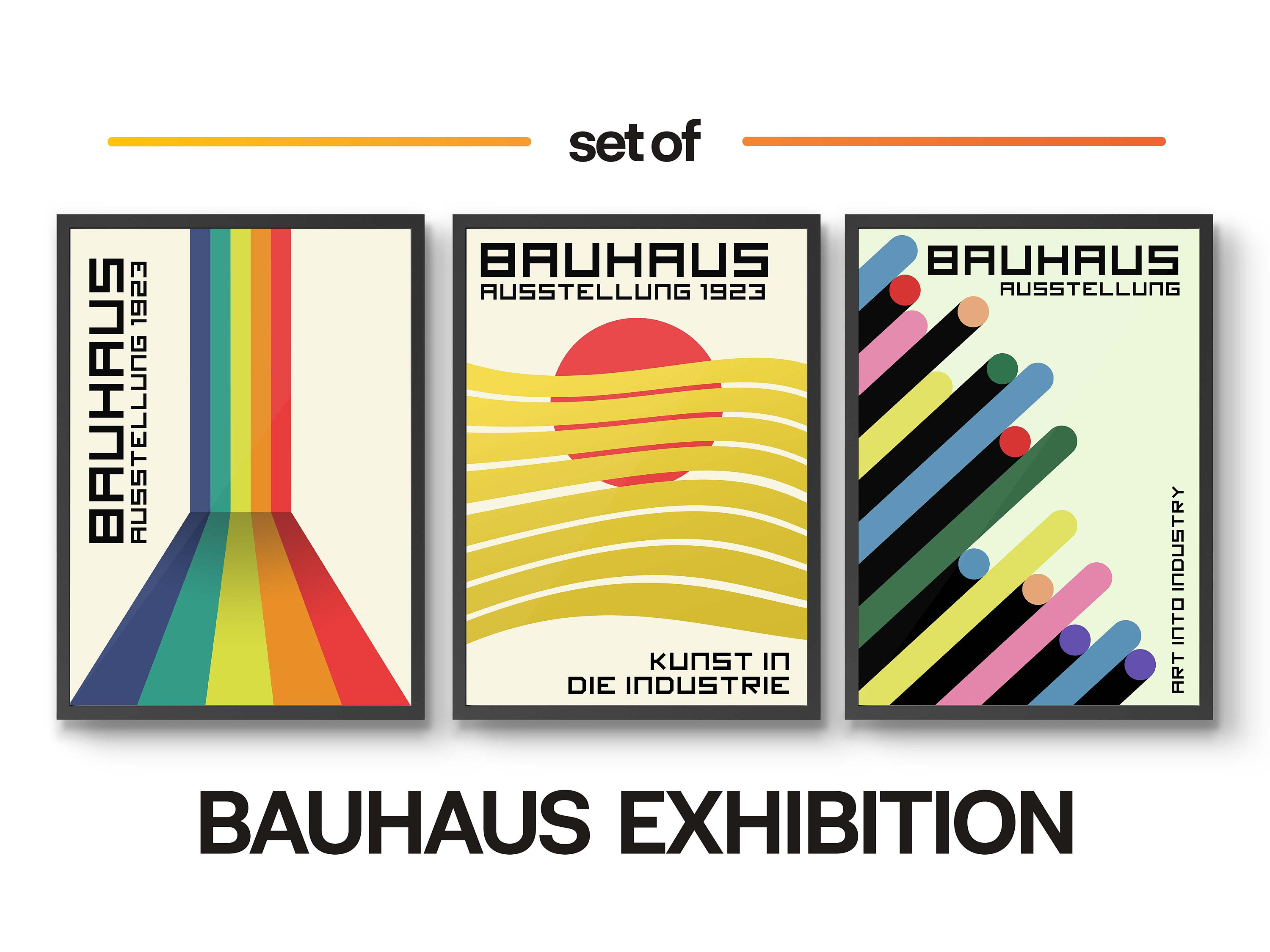 Bauhaus 1923 Art Exhibition Set of 3 Prints, Bauhaus Poster Wall Art ...