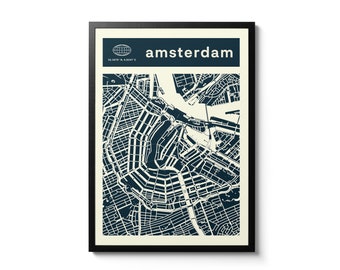Amsterdam - City Map Print, Modern Travel Wall Art, Retro Tourism Home Decor, Vintage Gift Idea
