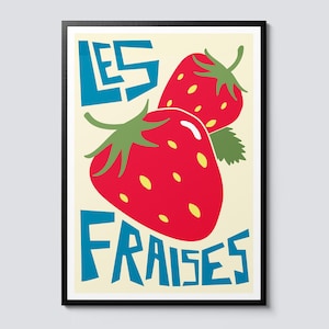 Strawberries modern graphic illustration, food & drink portrait wall art print, perfect decor gift