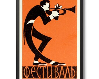 Trumpeter Vintage Print, Music Wall Art, Trumpet Poster Decor Gift