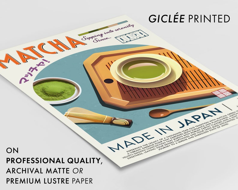 Matcha-poster, mattryck, modern köksinredning, japansk mat, kocktryck, barkonst, retro väggkonst, Japan, inramad A6 A5 A4 A3 A2 A1 bild 3