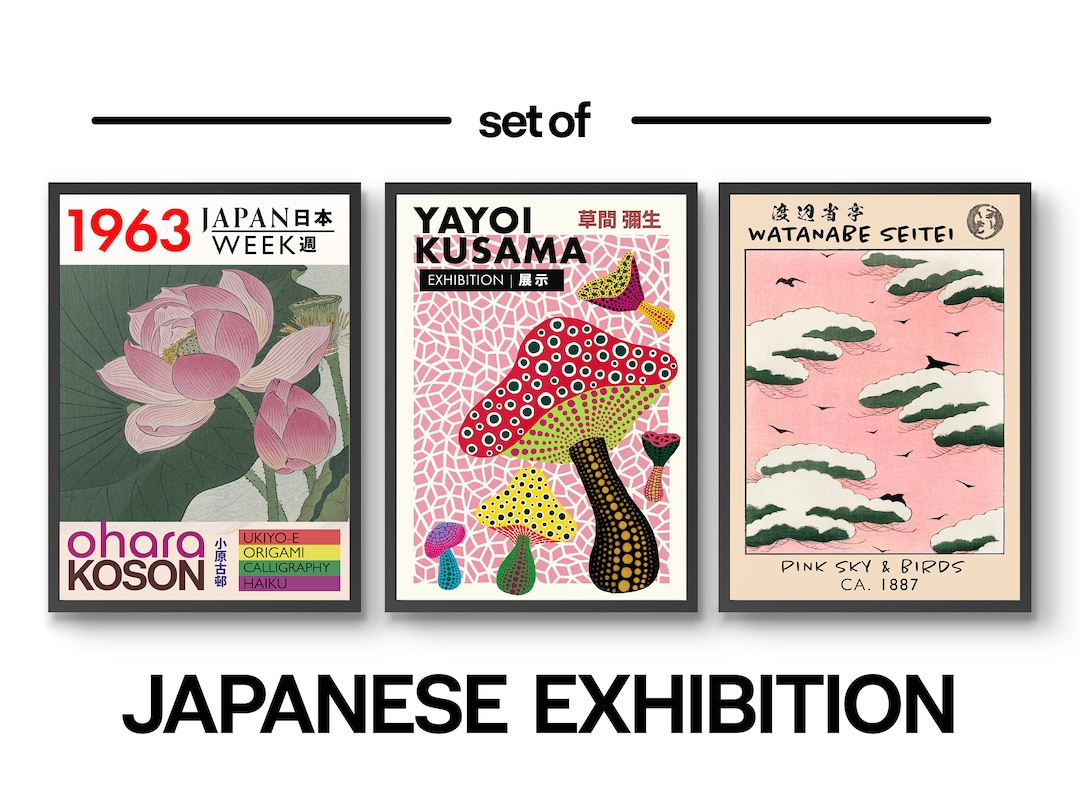 Japanese Art Set of 3 Prints, Japan Mushrooms Poster, Oriental Wall Art ...