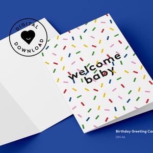 IMPRIMABLE Bienvenue bébé | Carte de bébé neutre de genre | Carte de douche de bébé | Carte de téléchargement instantané | Carte d'anniversaire minimale