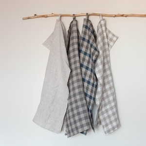 Linen tea towels, linen towels, linen kitchen towels, gift for her, gingham linen towels