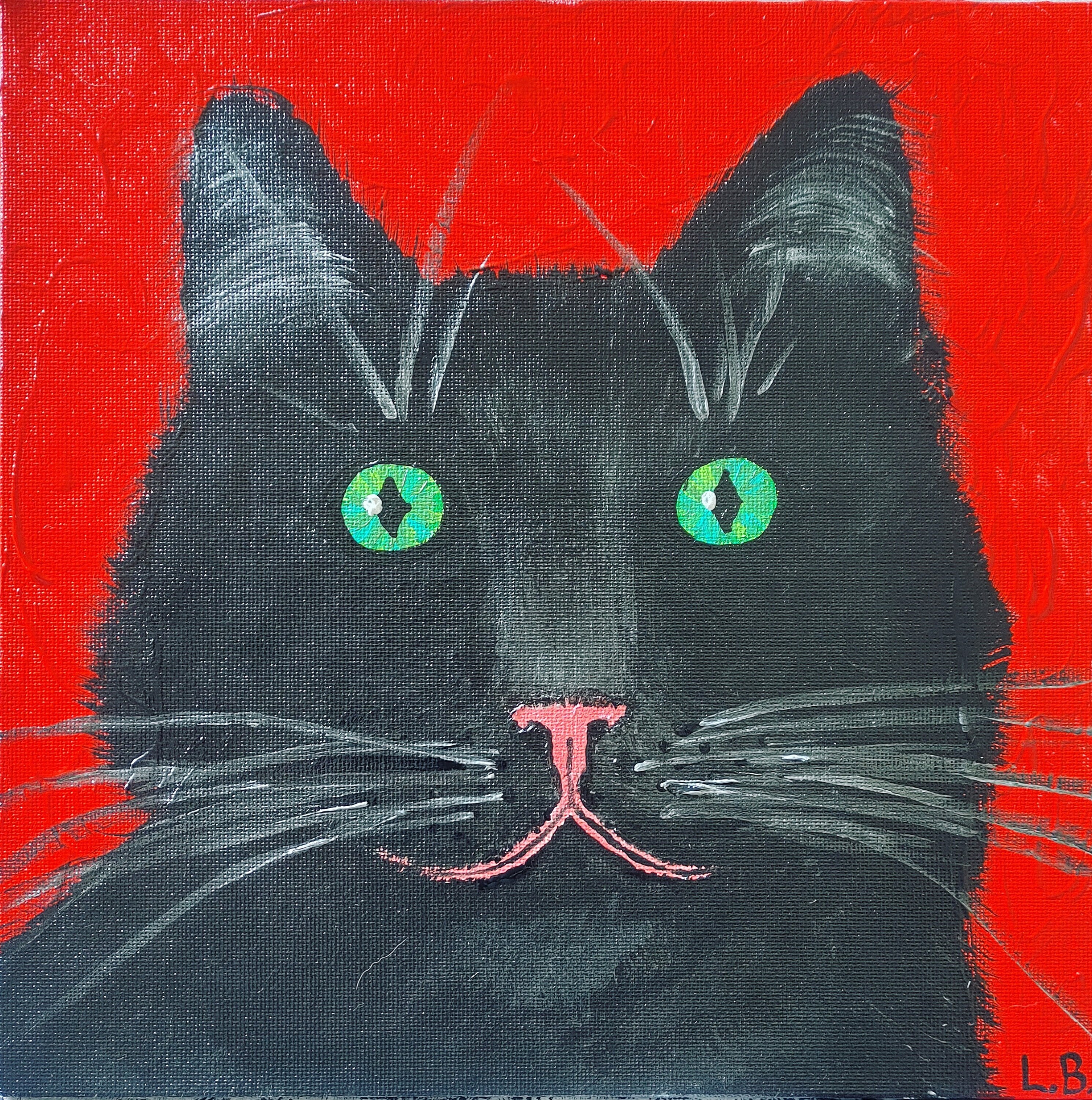 Black Cat Acrylic Painting on 10"x10" Canvas Panel - Etsy