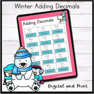 Winter Adding Decimals Worksheets and Digital Resources
