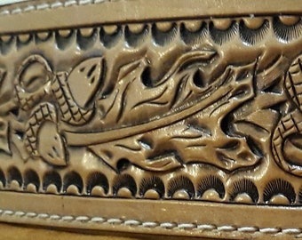 all handmade hand tooled laced or sewed each one unique. i can just about tool anything you want