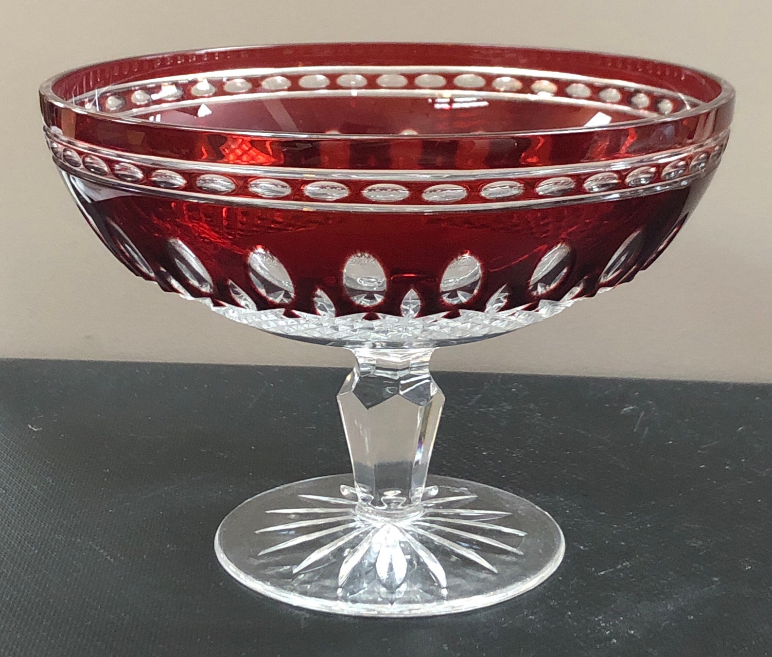 Extra Large Waterford Crystal Ruby Red Clarendon Footed Etsy
