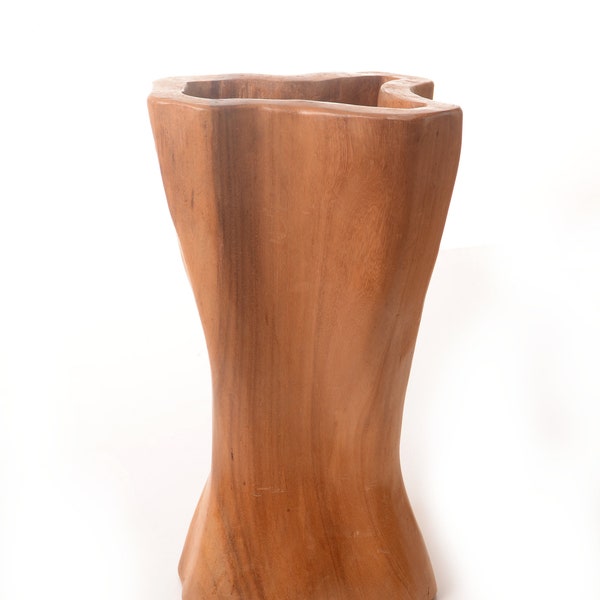 Vase aus massivem afrikanischen Fundholz, 40 cm hoch, liebevolle Handarbeit aus Ghana