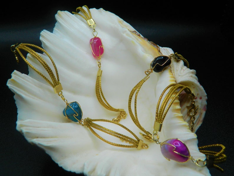 Capim Dourado armband met diverse gekleurde edelstenen afbeelding 2