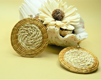 Braziliaanse Mandala en linnen Plantaardige Gouden Oorbel