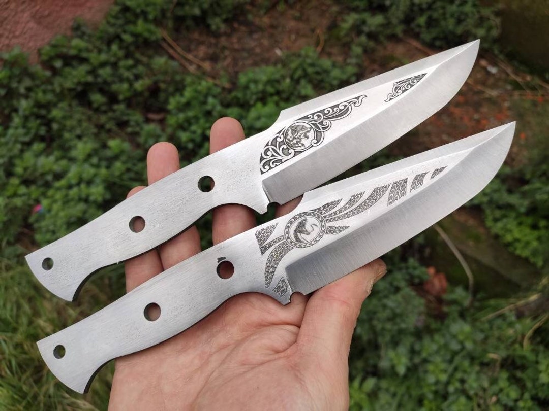 Engraved Knife Blade Blank N690 Steel Fixed Blade Hunting Etsy