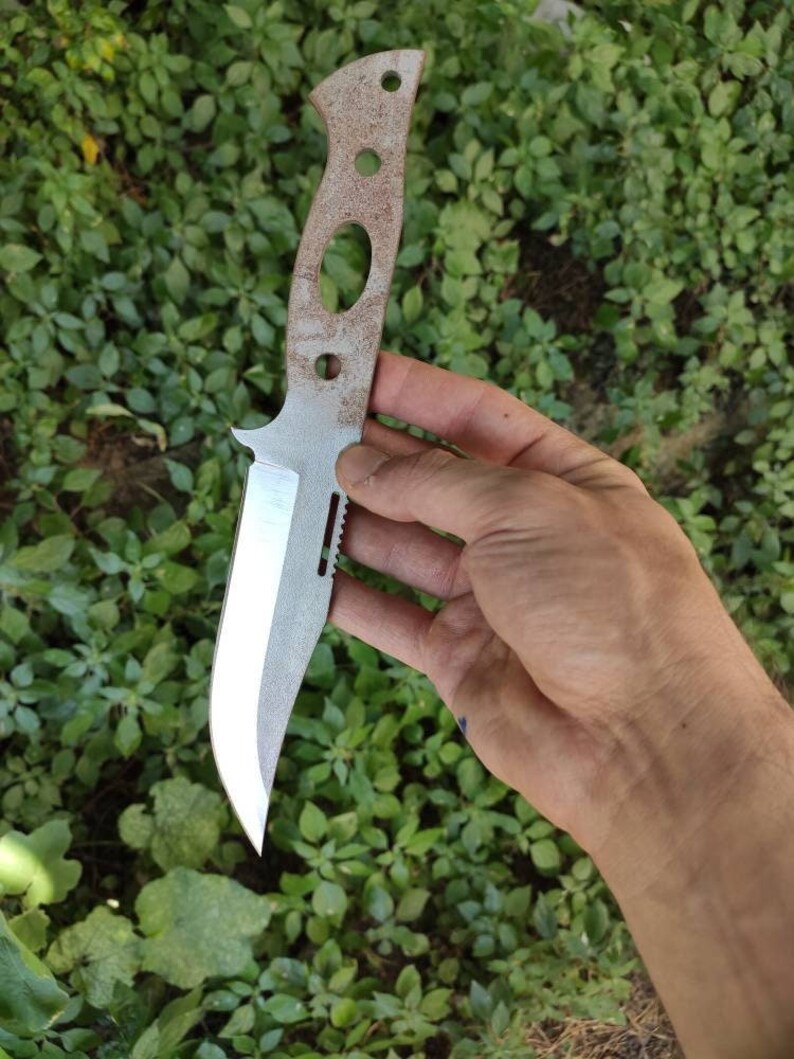 N690 Military Blade Tactical Knife Blank With Jimping Heat Etsy