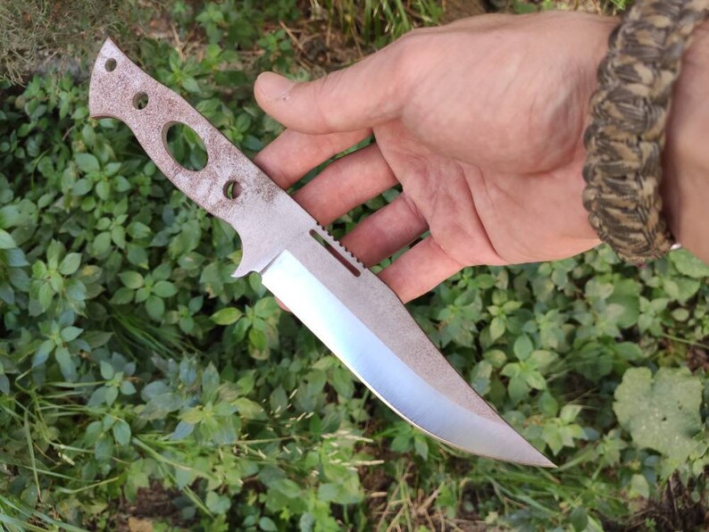 N690 Military Blade Tactical Knife Blank With Jimping Heat Etsy