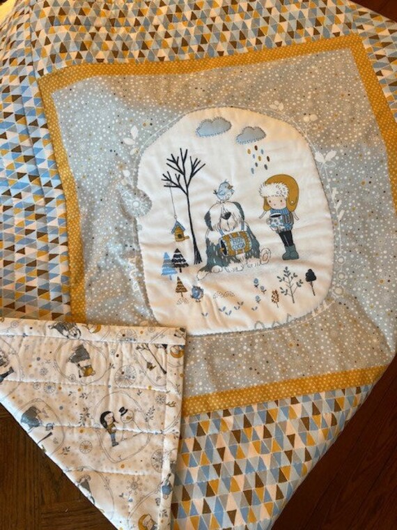 Couverture Bébé en Patchwork, Quilté à La Main