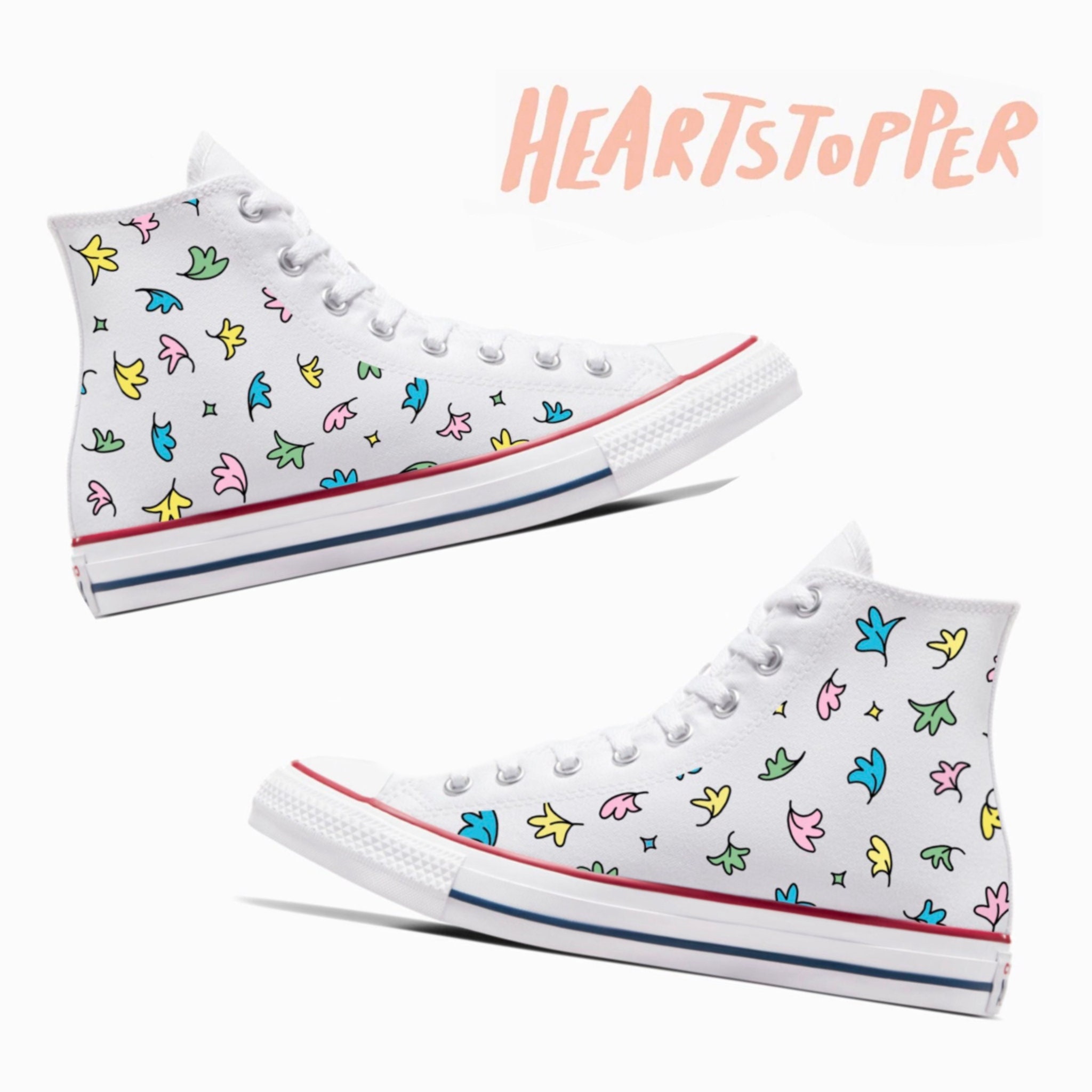 Heartstopper Leaves Custom Painted Converse