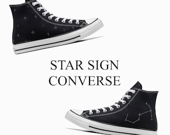 Converse personalizzate dipinte a mano con segno zodiacale