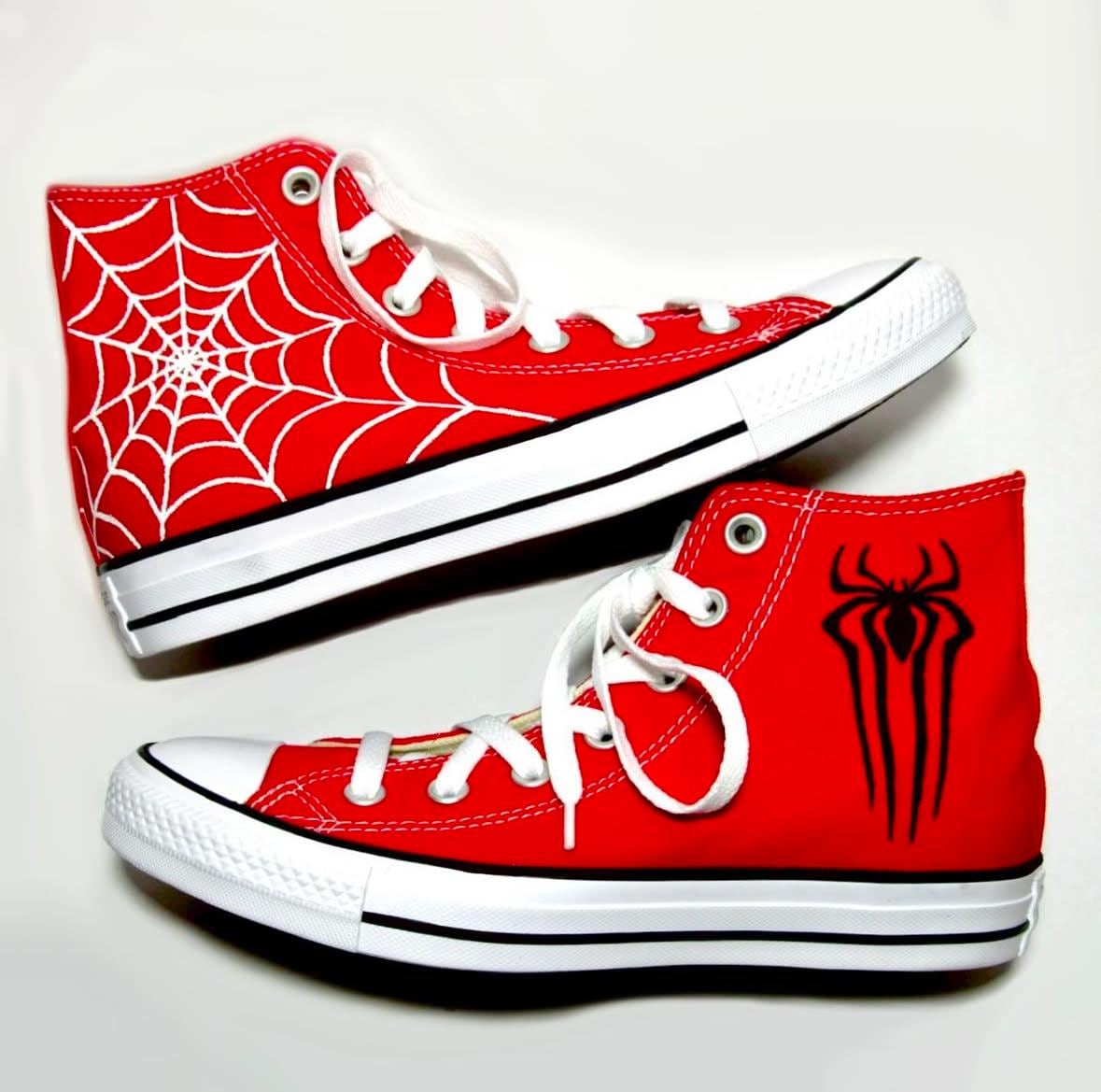 スパイダーマン - カスタムペイントされたコンバース - Etsy 日本