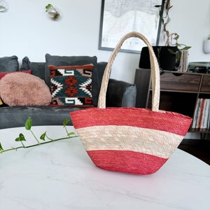 Palm straw white red purse | Mexican summer bag| Embroidered Authentic Artisanal Handwoven | boho chic tote | party tote | beach tote | palm