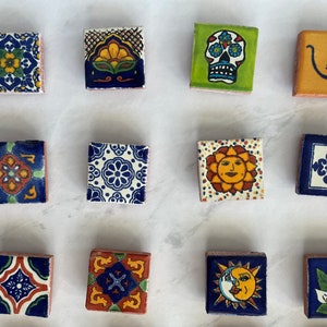 Mexican Tile Magnets | Fridge Magnets | Creative Magnets | Artisan Hand Painted Fridge Pottery | Colorful Mexican Art | Talavera Ceramic