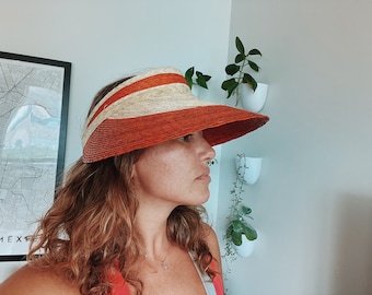 Womens Straw Beach Visor | High Quality | Durable Sun Hat | Palm Straw Hat | Mexican Hat | Mexican Straw Hat | Colorful Foldable Hat |Resort