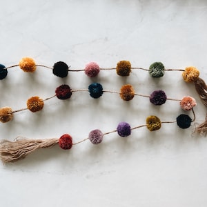 Curtain pompom tassels long cord | colorful charm | ornament decor| mexican pom pom | pompoms | nursery decor | mexican decoration | kid toy