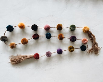 Guirnalda de pompones mexicanos / Decoración colorida para habitación infantil, cable de 162 cm