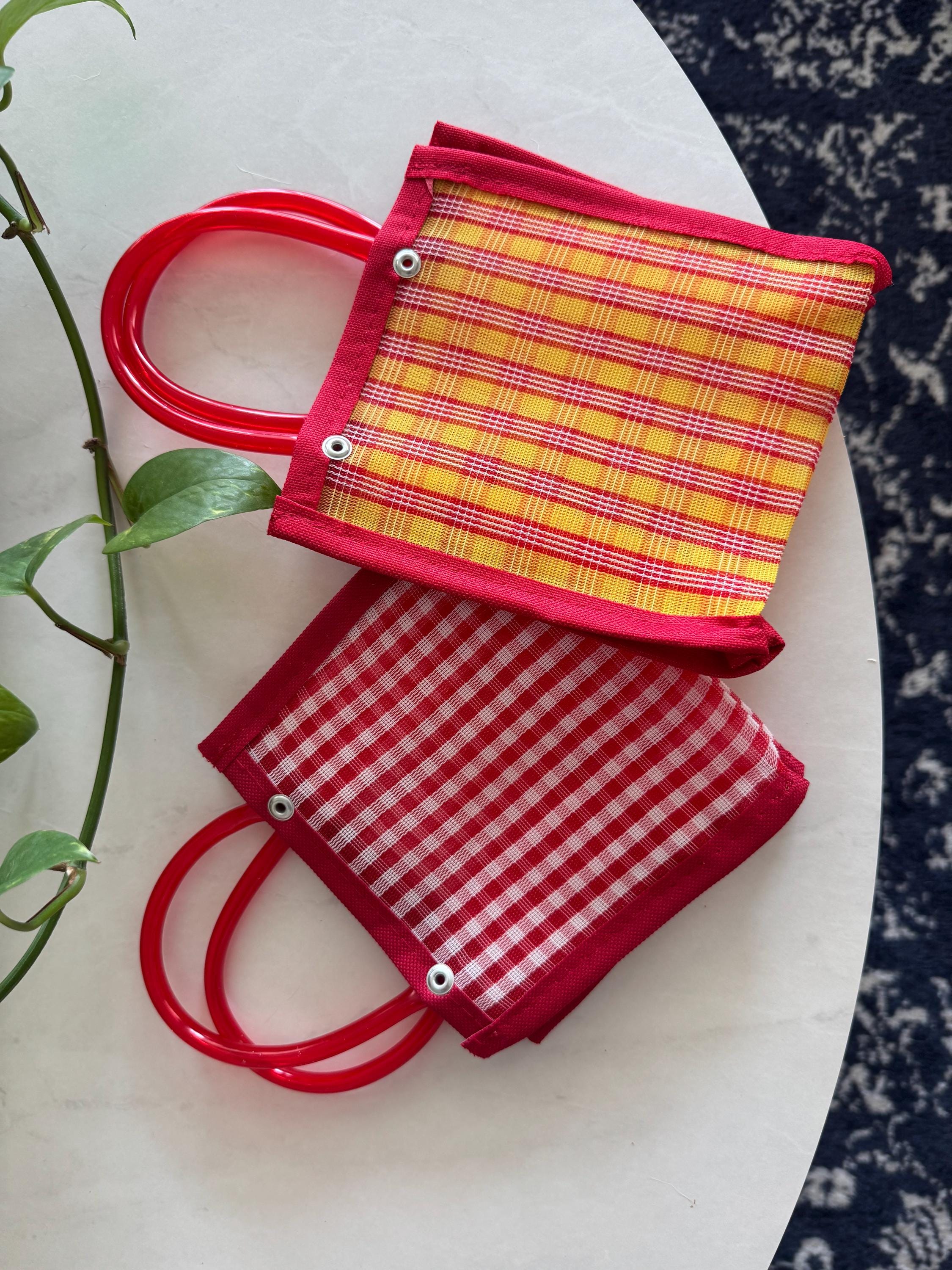Mini Mexican Plastic Candy Bag | Striped Market Purse 7x7 In - Etsy