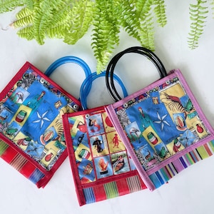 Plastic draagtas Mexicaanse loterij 8 x 8 inch | Draagtas, canvas draagtas, feministische tas, creatief cadeau, cadeau beste vriend, cadeau voor haar, loterijtas
