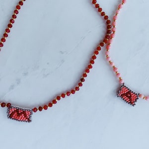 Mexican Huichol Alphabet Choker | Handmade Necklace | Artisanal Necklace | Mexican Design | colorful necklace | ruby gem | coral gem | gold