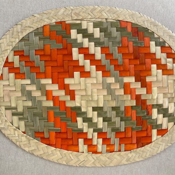 Mexican Palm Straw Placemats SET OF 2 | Mexican Decor | Palm leaf placemat | handmade placemat | decorative placemat | colorful placemat