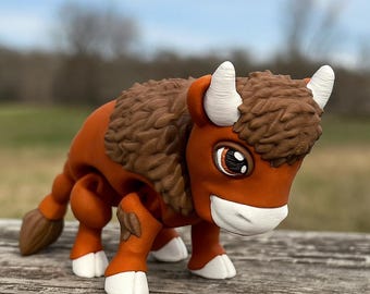 3D Printed Bison – American Buffalo Figurine – Wildlife Animal Statue – Rustic Country Décor