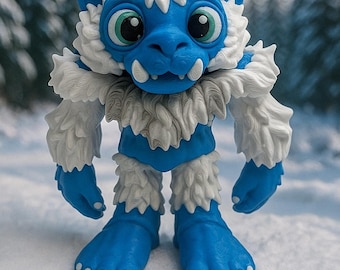 3D Printed Blue & White Yeti Figurine: Toonz Factory Collectible