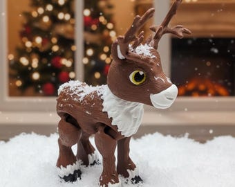 3D printed reindeer figurine with antler detail and winter charm