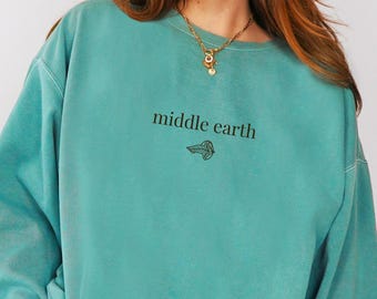 Middle Earth Comfort Colors Bookish Sweatshirt, Hobbitcore Reading Shirt, Book Lover Gift, Geek Gift, Unisex