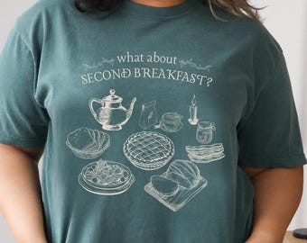 Andra frukosten Hobbitcore Comfort Colors-skjorta, Frodo och Sam bokälskare, bokklubbsläsningsskjorta, unisex