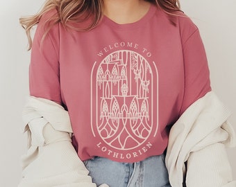 Maglietta unisex Lothlorien, Signora del Bosco, regalo per gli amanti dei libri fantasy di JRR Tolkien, maglietta elfica di Legolas, regalo geek, Hobbitcore