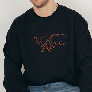 Felpa con mappa della Montagna Solitaria di Smaug, Hobbitcore, maglione con drago, amante dei libri fantasy della Terra di Mezzo, felpa unisex con scollo rotondo