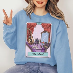 Sudadera con cartas del Tarot de inventario de personajes de bardo, lanzador de conjuros musicales, juegos de rol de mesa, Dungeons & Dragons, juego de rol de mesa unisex