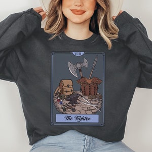 Sudadera con cartas del Tarot de inventario de clase luchadora, regalo para jugadores de rol de mesa, Dungeons & Dragons, TTRPG unisex