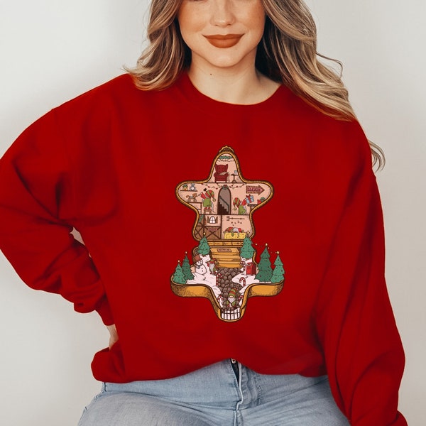 Weihnachten Polly Pocket Sweatshirt, Vintage Urlaub Elf Pullover, Schlitten, Geschenke, Santa's Workshop, Unisex Rundhals Sweatshirt