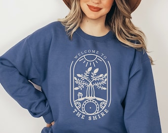 The Shire Sweatshirt, Lord of Hobbiton, Fantasy Book Lover Gift, Hobbit Crew Neck Sweatshirt, Tolkien, Middle Earth Fellowship, Hobbitcore