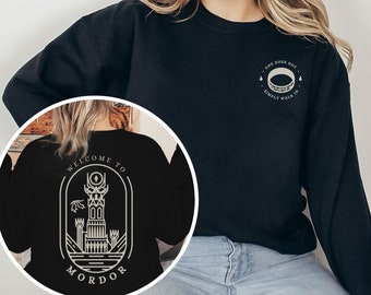 Mordor Sweatshirt, Fantasy Book Lover Gift, Hobbitcore, The Fellowship, Middle Earth, JRR Tolkien Unisex Crew Neck Sweatshirt