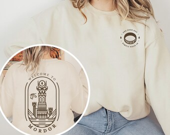 Mordor Sweatshirt, Fantasy Book Lover Gift, Hobbitcore, The Fellowship, Middle Earth, JRR Tolkien Unisex Crew Neck Sweatshirt