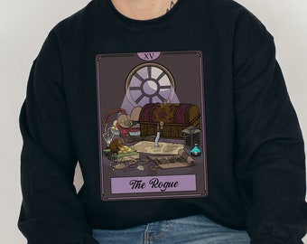 Rogue Character Inventory Tarot Card Sweatshirt, Dungeons Dragons, Roleplaying Tabletop Gaming, TTRPG, Unisex
