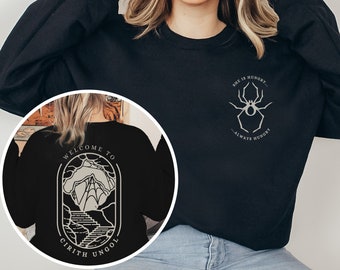 Cirith Ungol Spider Unisex Sweatshirt, Lord of the Shire, Hobbitcore, Fantasy Book Lover GIft JRR Tolkien, Middle Earth Fellowship Geek Gift