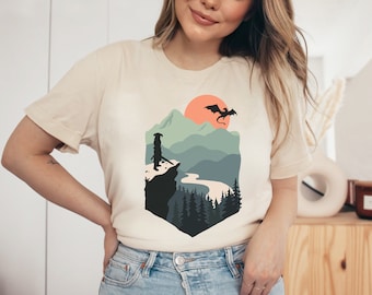 Fantasy Shirt, RPG Adventure, Dragonborn Fight Shirt, Fantasy Landscape, Nerd Shirt, Unisex t-shirt