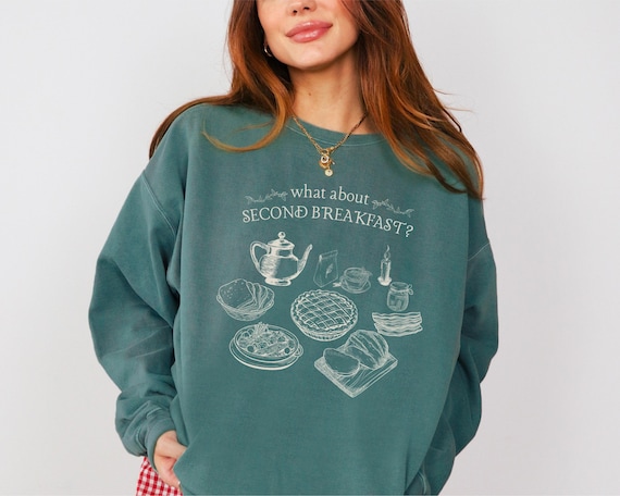 Second Breakfast Hobbitcore Comfort Colors Sweatshirt, Frodo and Sam Book Lover Gift, Book Club Reading Shirt, Unisex