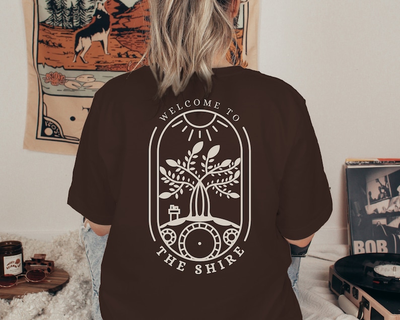 Welcome to the Shire Shirt back view in the color Oxblood Black
